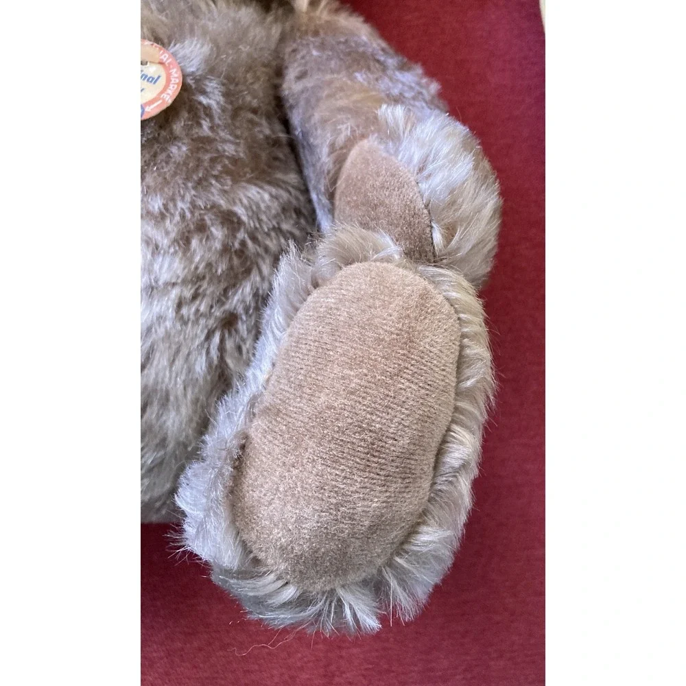 Vintage Steiff Original Teddy brown mohair bear plush hang tag button 202 41 EUC